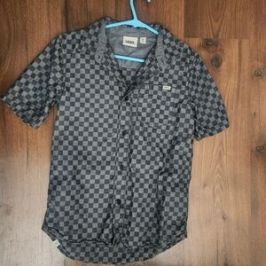 Vans Gray Checkered Button Down Shirt Boy's Size Medium